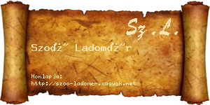 Szoó Ladomér névjegykártya